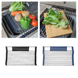 Maxbell Foldable Dish Drying Rack Silicone Dish Drainer for Cookware Hotel Apartment black