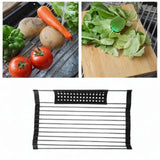 Maxbell Foldable Dish Drying Rack Silicone Dish Drainer for Cookware Hotel Apartment black