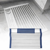 Maxbell Foldable Dish Drying Rack Silicone Dish Drainer for Cookware Hotel Apartment blue