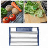 Maxbell Foldable Dish Drying Rack Silicone Dish Drainer for Cookware Hotel Apartment blue