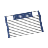 Maxbell Foldable Dish Drying Rack Silicone Dish Drainer for Cookware Hotel Apartment blue