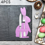 Maxbell 4x Easter Bunny Utensil Cutlery Holders Pouch Bags Gifts Flatware Organizers pink