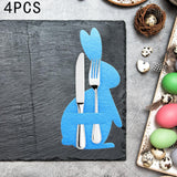 Maxbell 4x Easter Bunny Utensil Cutlery Holders Pouch Bags Gifts Flatware Organizers blue
