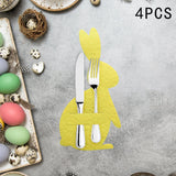 Maxbell 4x Easter Bunny Utensil Cutlery Holders Pouch Bags Gifts Flatware Organizers yellow
