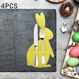 Maxbell 4x Easter Bunny Utensil Cutlery Holders Pouch Bags Gifts Flatware Organizers yellow