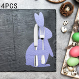 Maxbell 4x Easter Bunny Utensil Cutlery Holders Pouch Bags Gifts Flatware Organizers violet