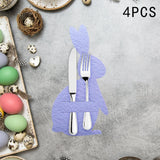 Maxbell 4x Easter Bunny Utensil Cutlery Holders Pouch Bags Gifts Flatware Organizers violet
