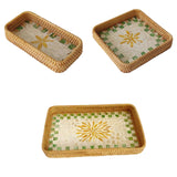 Maxbell Rattan Woven Basket Multi Use Organizer Serving Tray for Home Pantry Kitchen 20x10x4cm