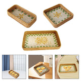 Maxbell Rattan Woven Basket Multi Use Organizer Serving Tray for Home Pantry Kitchen 20x10x4cm