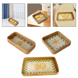 Maxbell Rattan Woven Basket Multi Use Organizer Serving Tray for Home Pantry Kitchen 20x10x4cm