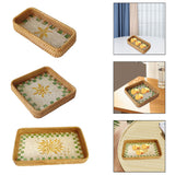 Maxbell Rattan Woven Basket Multi Use Organizer Serving Tray for Home Pantry Kitchen 20x10x4cm