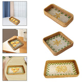 Maxbell Rattan Woven Basket Multi Use Organizer Serving Tray for Home Pantry Kitchen 20x10x4cm