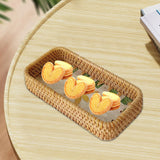 Maxbell Rattan Woven Basket Multi Use Organizer Serving Tray for Home Pantry Kitchen 20x10x4cm