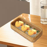 Maxbell Rattan Woven Basket Multi Use Organizer Serving Tray for Home Pantry Kitchen 20x10x4cm