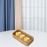 Maxbell Rattan Woven Basket Multi Use Organizer Serving Tray for Home Pantry Kitchen 20x10x4cm