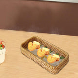 Maxbell Rattan Woven Basket Multi Use Organizer Serving Tray for Home Pantry Kitchen 20x10x4cm