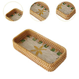Maxbell Rattan Woven Basket Multi Use Organizer Serving Tray for Home Pantry Kitchen 20x10x4cm