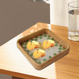 Maxbell Rattan Woven Basket Multi Use Organizer Serving Tray for Home Pantry Kitchen 20x20x4cm