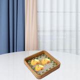 Maxbell Rattan Woven Basket Multi Use Organizer Serving Tray for Home Pantry Kitchen 20x20x4cm