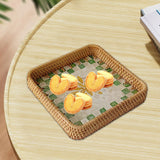 Maxbell Rattan Woven Basket Multi Use Organizer Serving Tray for Home Pantry Kitchen 20x20x4cm