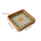 Maxbell Rattan Woven Basket Multi Use Organizer Serving Tray for Home Pantry Kitchen 20x20x4cm