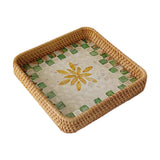 Maxbell Rattan Woven Basket Multi Use Organizer Serving Tray for Home Pantry Kitchen 20x20x4cm