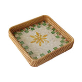 Maxbell Rattan Woven Basket Multi Use Organizer Serving Tray for Home Pantry Kitchen 20x20x4cm