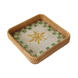 Maxbell Rattan Woven Basket Multi Use Organizer Serving Tray for Home Pantry Kitchen 20x20x4cm