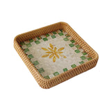 Maxbell Rattan Woven Basket Multi Use Organizer Serving Tray for Home Pantry Kitchen 20x20x4cm