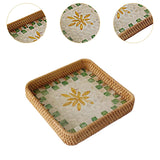 Maxbell Rattan Woven Basket Multi Use Organizer Serving Tray for Home Pantry Kitchen 20x20x4cm