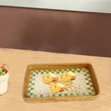 Maxbell Rattan Woven Basket Multi Use Organizer Serving Tray for Home Pantry Kitchen 36x23x4cm