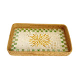 Maxbell Rattan Woven Basket Multi Use Organizer Serving Tray for Home Pantry Kitchen 36x23x4cm
