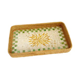 Maxbell Rattan Woven Basket Multi Use Organizer Serving Tray for Home Pantry Kitchen 36x23x4cm