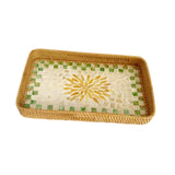 Maxbell Rattan Woven Basket Multi Use Organizer Serving Tray for Home Pantry Kitchen 36x23x4cm
