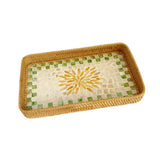 Maxbell Rattan Woven Basket Multi Use Organizer Serving Tray for Home Pantry Kitchen 36x23x4cm
