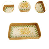 Maxbell Rattan Woven Basket Multi Use Organizer Serving Tray for Home Pantry Kitchen 36x23x4cm