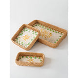 Maxbell Rattan Woven Basket Multi Use Organizer Serving Tray for Home Pantry Kitchen 36x23x4cm