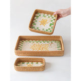 Maxbell Rattan Woven Basket Multi Use Organizer Serving Tray for Home Pantry Kitchen 36x23x4cm