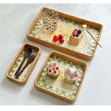 Maxbell Rattan Woven Basket Multi Use Organizer Serving Tray for Home Pantry Kitchen 36x23x4cm