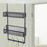 Maxbell over The Door Storage Rack Hanging Door Organizer for Bedroom Closet Kitchen Black Double Tier