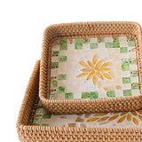 Maxbell 3 Pieces Rattan Storage Basket Set Rustic Gift for Coffee Table Home Kitchen Yellow leaves
