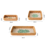 Maxbell 3 Pieces Rattan Storage Basket Set Rustic Gift for Coffee Table Home Kitchen Yellow leaves