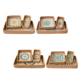 Maxbell 3 Pieces Rattan Storage Basket Set Rustic Gift for Coffee Table Home Kitchen Yellow leaves