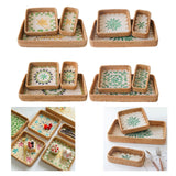 Maxbell 3 Pieces Rattan Storage Basket Set Rustic Gift for Coffee Table Home Kitchen Yellow leaves