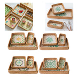 Maxbell 3 Pieces Rattan Storage Basket Set Rustic Gift for Coffee Table Home Kitchen Yellow leaves