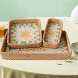 Maxbell 3 Pieces Rattan Storage Basket Set Rustic Gift for Coffee Table Home Kitchen Yellow leaves
