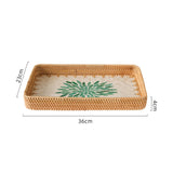 Maxbell 3 Pieces Rattan Storage Basket Set Rustic Gift for Coffee Table Home Kitchen Green leaves