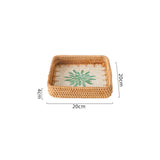Maxbell 3 Pieces Rattan Storage Basket Set Rustic Gift for Coffee Table Home Kitchen Green leaves