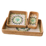 Maxbell 3 Pieces Rattan Storage Basket Set Rustic Gift for Coffee Table Home Kitchen Flowers