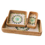 Maxbell 3 Pieces Rattan Storage Basket Set Rustic Gift for Coffee Table Home Kitchen Flowers